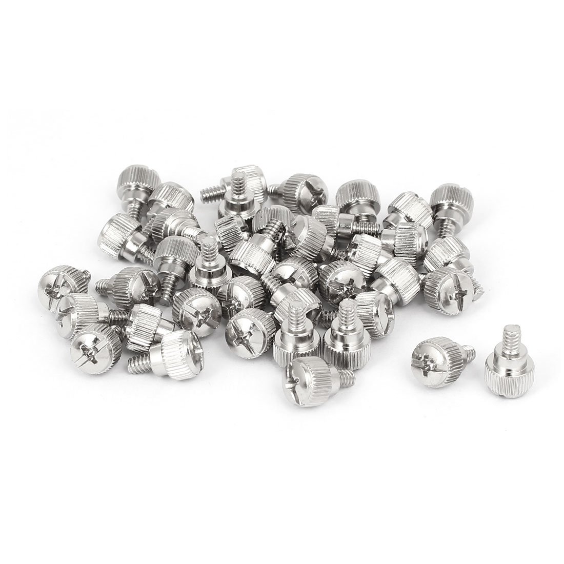 Sourcingmap 6#-32 Nickel Plated Knurled Phillips Head Thumb Screw 40pcs for Computer PC Case