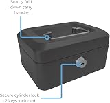 Cathedral Products Key Lockable Cash Box 6 Inch with Lift Out Tray Black view 4