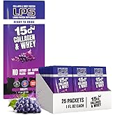 Nutritional Designs LPS Liquid Collagen & Whey Protein Supplement - Non-GMO Drink, Sugar-Free - Promotes Healthy Skin & Hair for Men & Women, Grape, Single Serve (25 Packets)