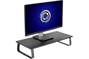 VIVO Black 61cm Monitor Riser - Wood & Steel Desktop Stand, Screen, Keyboard, Laptop, Small TV Ergonomic Desk and Tabletop Or