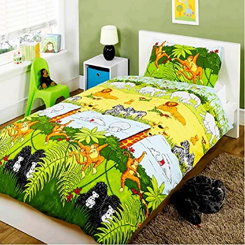 Cheeky Monkey Children's Rotary Single Duvet Quilt and Pillow Case Bedding Set