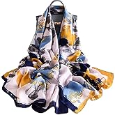 First Choose Silk Feeling Long Satin Scarf Fashion Beach Scarf Shawl Check Style Sunscreen Shawls Wraps-Lightweight Pattern