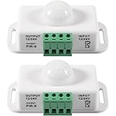 2 Pack DC 12V 24V PIR Sensor LED Motion Sensor Switch, MELIFE Infrared Sensor Controller for Timer Function Automatic Sign Control PIR Controller LED Light Strips - White
