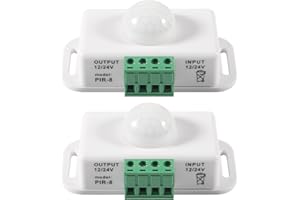 2 Pack DC 12V 24V PIR Sensor LED Motion Sensor Switch, MELIFE Infrared Sensor Controller for Timer Function Automatic Sign Control PIR Controller LED Light Strips - White