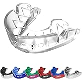 OPRO Sports Mouth Guard Silver Level – Moldable, Multi-Layer Protection for Boxing, Hockey, Rugby, MMA, Jiu Jitsu, UFC & Football – Includes Mouth Guard Case (Youth, Clear)