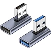 AreMe 90 Degree USB 3.1 Adapter 2 Pack, Left and Right Angle USB A Male to Female Converter Extender for PC, Laptop, USB A Ch
