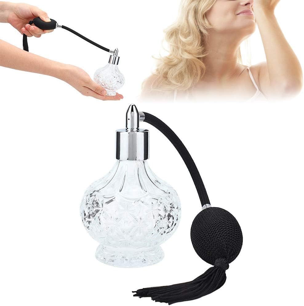 Neeliup Vintage Perfume Atomizer, Crystal Art Glass Spray Bottle with Tassel (90ml), Clear, 90 ml - Image 5