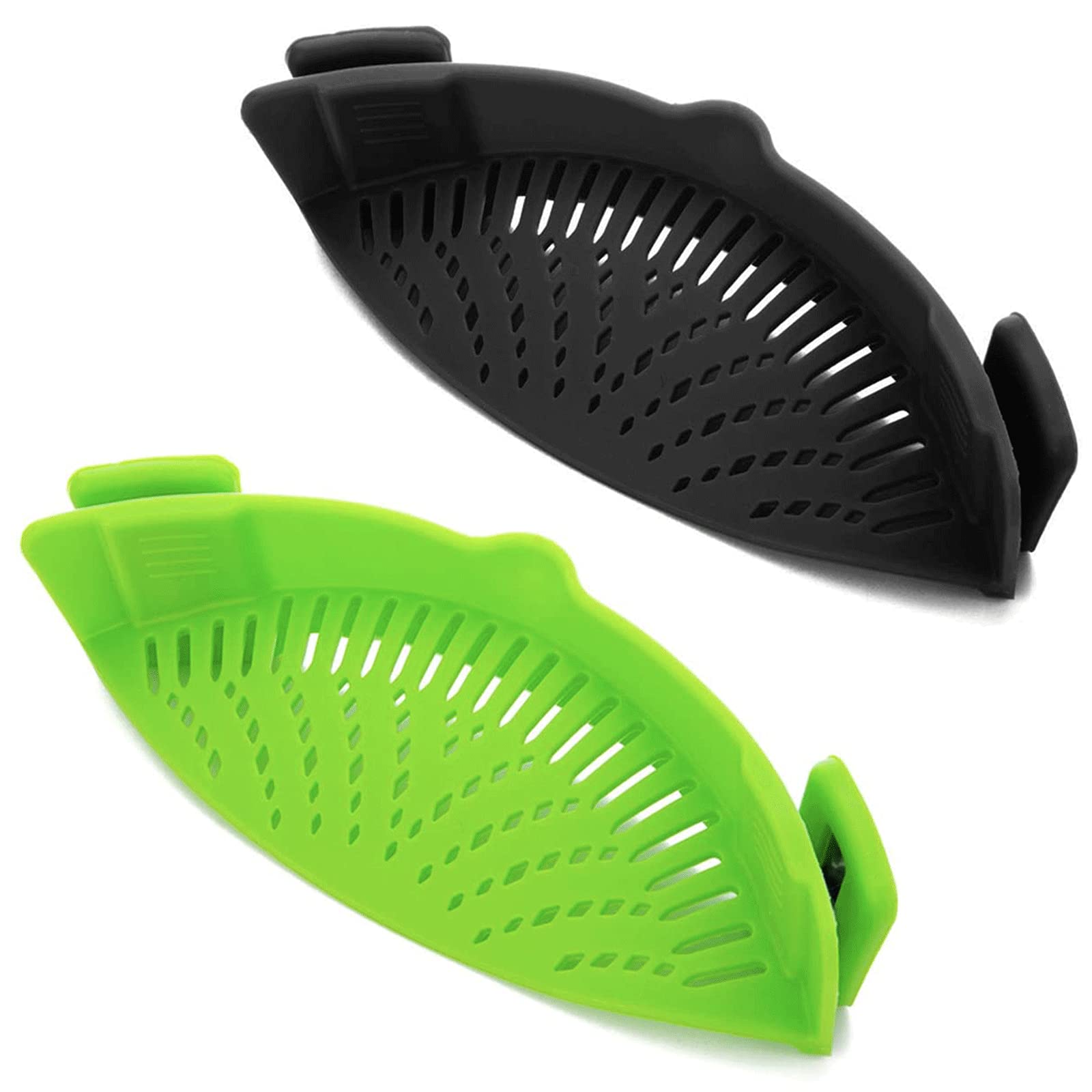 Photo 1 of 2 Pcs Silicone Clip on Strainer for Pasta Meat Vegetables Fruit, - Fit All Pots and Bowls.