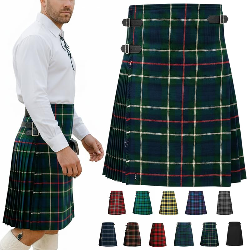 Men’s 5 Yard Tartan Kilt - Authentic Scottish Tartans - Adjustable Leather Straps, Soft Non-Itchy Fabric, Comfortable Fit - Wedding, Stag Party & Formal Wear Kilt