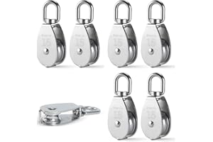 6Pcs M15 Single Pulley Blocks, 304 Stainless Steel Lifting Pulley, Wire Rope Hanging Pulley Wheel for Lifting Hanging Towing