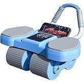 Ab roller wheel Automatic Rebound with Elbow Supports,Upgraded Four wheel with Timer Abdominal Wheel Abs Core Workout Equipme
