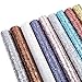 Caydo 9 Colors Accessories Super Shiny Chunky Glitter Stereoscopic Sequins Faux Leather Sheets Canvas Back for Craft DIY, Hair Clips Making, Earrings Making 12.6 x 8.6 Inch (32 x 22 cm)