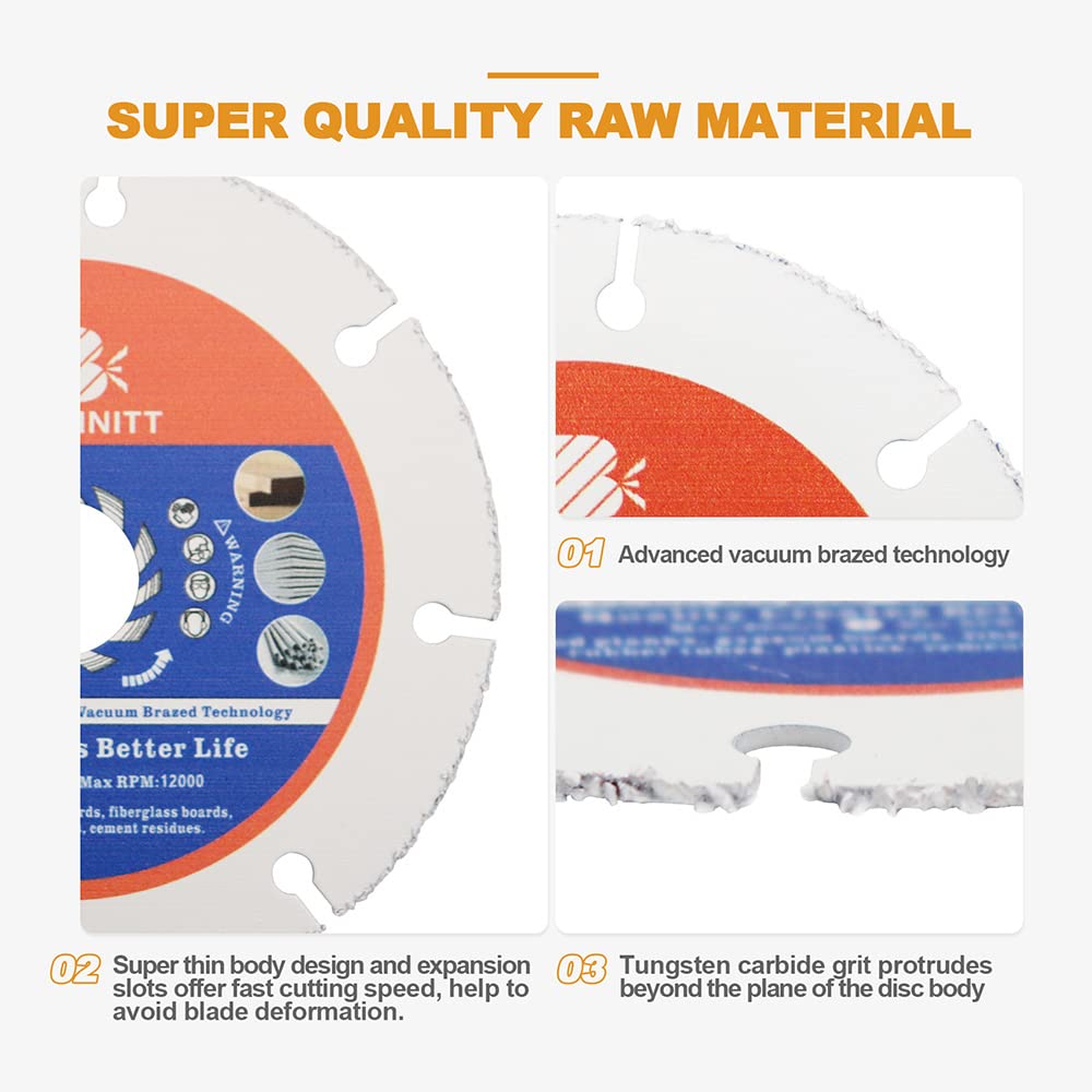 Multi Sägeblatt Trennscheibe 125mm- 2 Stück BRSCHNITT Winkelschleifer für Laminat Holz Kunststoff Nagelfest. 4