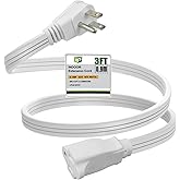 EP 3 Ft Heavy Duty Appliance Extension Cord - 14 Gauge 3 Prong SPT-3 Cable Wire, Ideal for Air Conditioners, Refrigerators, and Major Appliances - Indoor Use, White