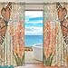 SEULIFE Window Sheer Curtain Vintage Flower Animal Butterfly Voile Curtain Drapes for Door Kitchen Living Room Bedroom 55x84 inches 2 Panels