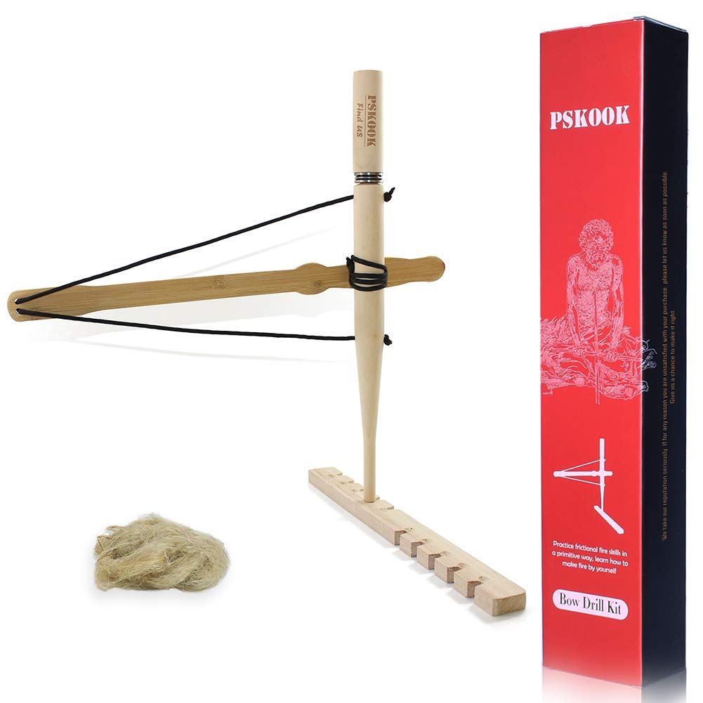 PSKOOK Bow Drill Kit Fire Starter Primitive Wood Survival Practice