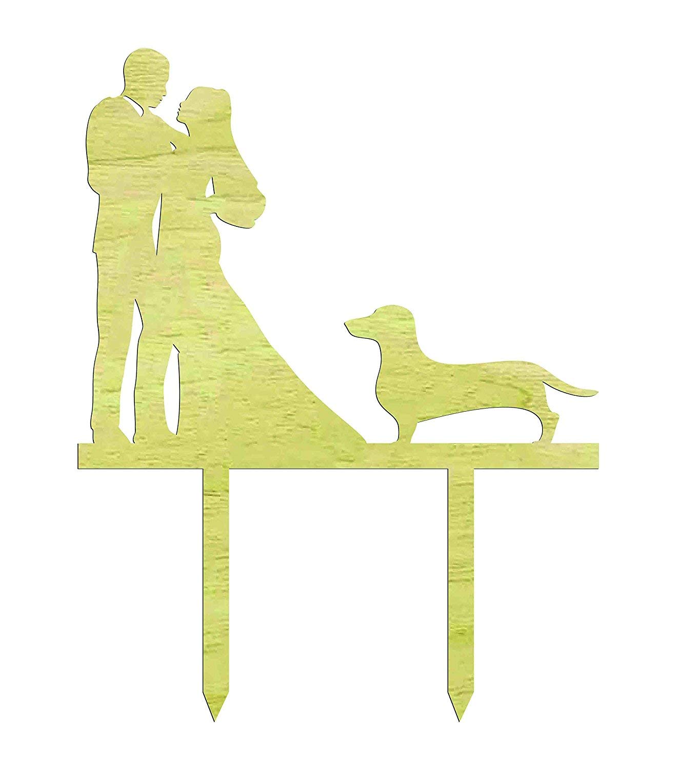 Darling Souvenir Personalized Wedding Cake Topper bride and groom With Dog silhouette Rustic Wooden Cake Topper Cake Decoration 6"-7" Inches Wide