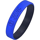 Men's Personalized Medical Silicone Bracelet - Free Engraving Custom Medical ID Bracelets,Hypoallergenic Elastic Rubber Alert Wristbands,Waterproof Sport Emergency Medic Silicone Band for Women