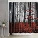 Bathroom Shower Curtain Mystic Forest Bathroom Curtain with 12 Hooks, Trees Red Leaves Shower Curtains Durable Waterproof Fabric Bath Curtain