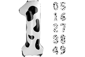 UPGESY Cow Print Number Balloon Birthday Decorations, 40 inch Number balloon 0-9(Zero-Nine), Cow Balloon for Farm Birthday Party Supplies, Cow Themed birthday party Decorations (Number 1)