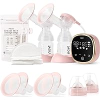 NCVI Double Electric Breast Pump, Portable Anti-Backflow, with 4 Size Flanges, 4 Modes & 9 Levels,Mirror LED Display, 10 Brea