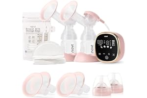 NCVI Electric Breast Pump 8782, Portable Hospital-Grade Double Pump with 4 Modes & 9 Levels, Anti-Backflow, Rechargeable Quiet Breastfeeding Pump for Efficient Comfortable Use at Home, Work or Travel