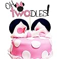 Oh Twodles Pink Cake Topper Second 2nd Birthday Party Supplies Decorations for Baby Girl Bday
