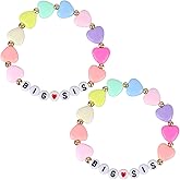 Mikovivi 2pcs Big Sister Bracelets, Letter Bead Heart Bangles Rainbow Big Sis Beaded Gift Bracelet Charm Ornament Jewelry for Women Little Sisterhood Friendship