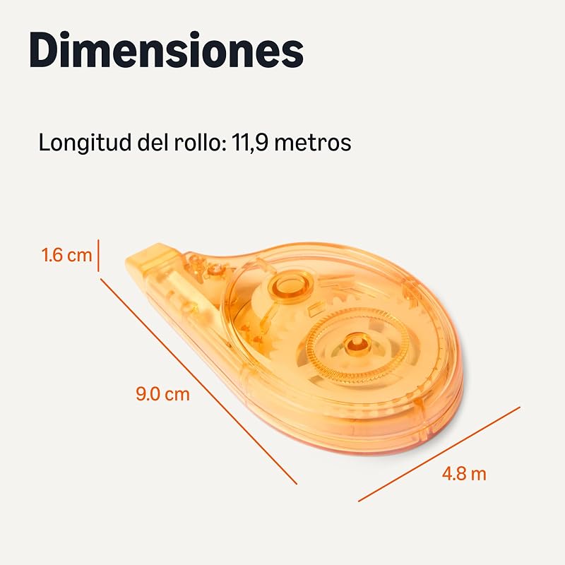 Cinta Correctora, Paquete de 10, Rollo, Bolígrafo, Estilo Ratón, Secado Instantáneo, 12m de Largo, Verde, Morado, Naranja, Rojo y Azul