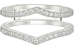 Wuziwen Cubic Zirconia Curved Wedding Bands for Women Ring Enhancer Guard for Engagement Rings 925 Sterling Silver Size 5-10