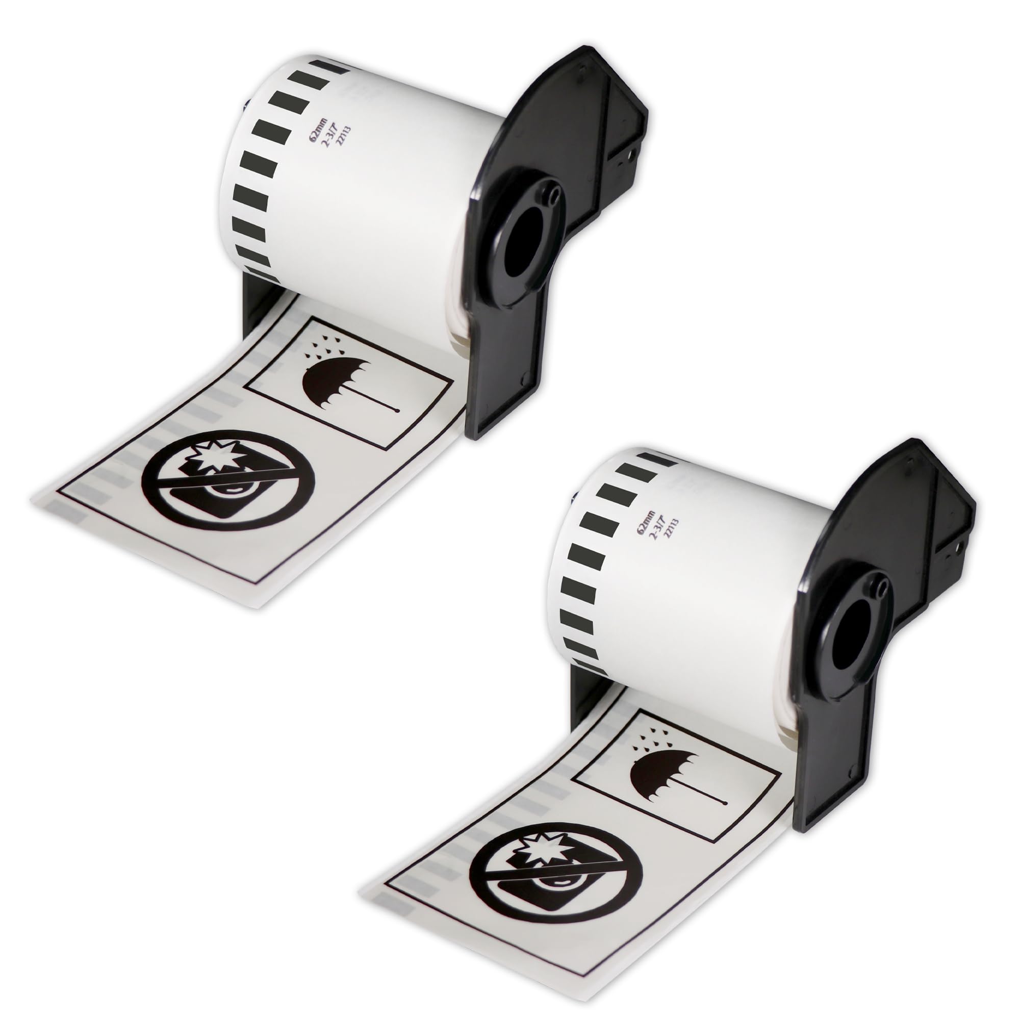 BETCKEY - 2 Rolls DK-22113 Labels, 62mm x 15.24m, 2 Continuous Clear Film Labels Compatible with Brother QL Label Printers