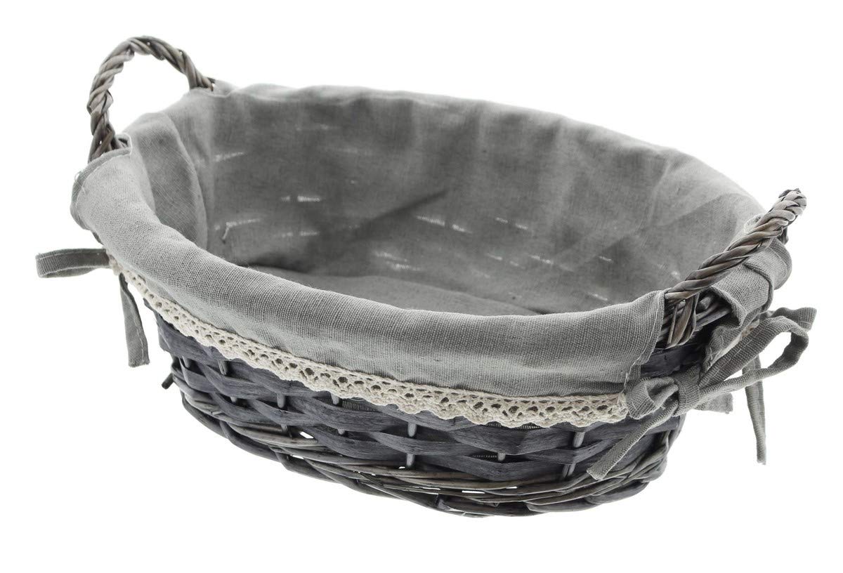 Charcoal Wicker Filling Basket with Fabric Insert, Fruit Basket, Bread Basket, Serving Basket, Decorative Basket