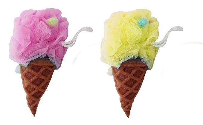 Kabello Bath Brush Ice Cream Shaped Bathing Brush For Men Women And Kids 2 Pcs Multicolor Pack Of 1