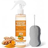 Kojic Acid Turmeric Spray with Sponge, Exfoliating Body Spray with Retinol, Niacinamide, Glutathione, Gentle Exfoliation for All Skin Types, Turmeric Peeling Shot, 100ml