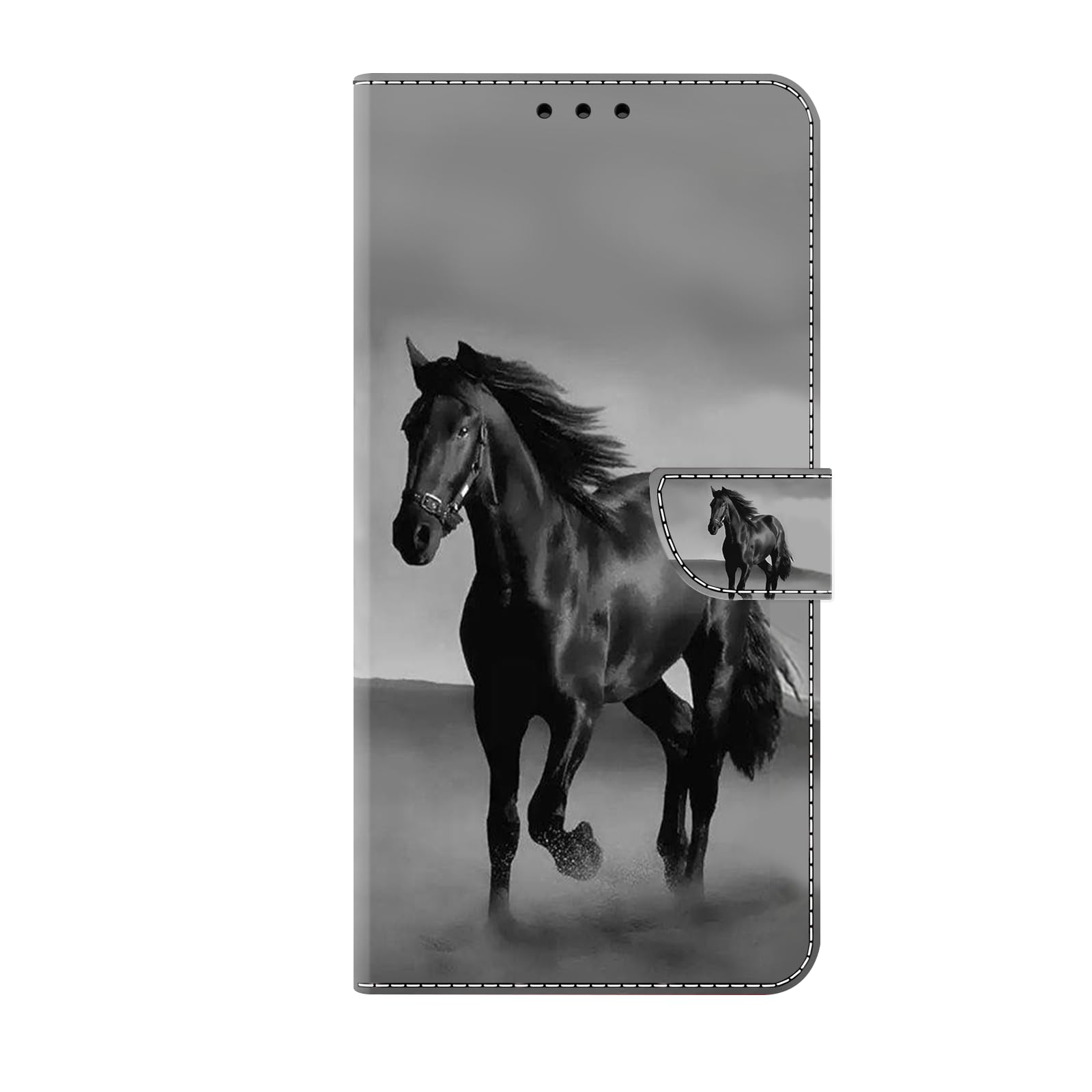 Bnvdfre for Motorola Moto E14 / G04 / G24 Case Protective Flip Phone Art Pattern Cover Shockproof Card Holder with Magnetic Stand Leather Case for Motorola Moto E14 / G04 / G24, Horse