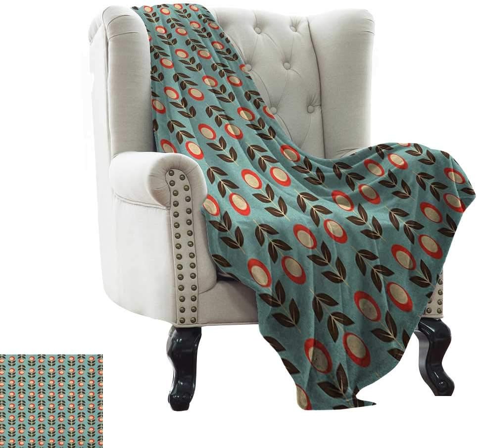 Weighted Blanket Adult Floral,Vintage Inspirations in Sixties Style Spring Bouquet Pattern Abstract Foliage Leaves, Multicolor Weighted for Adults Kids, Better Deeper Sleep 60"x78"