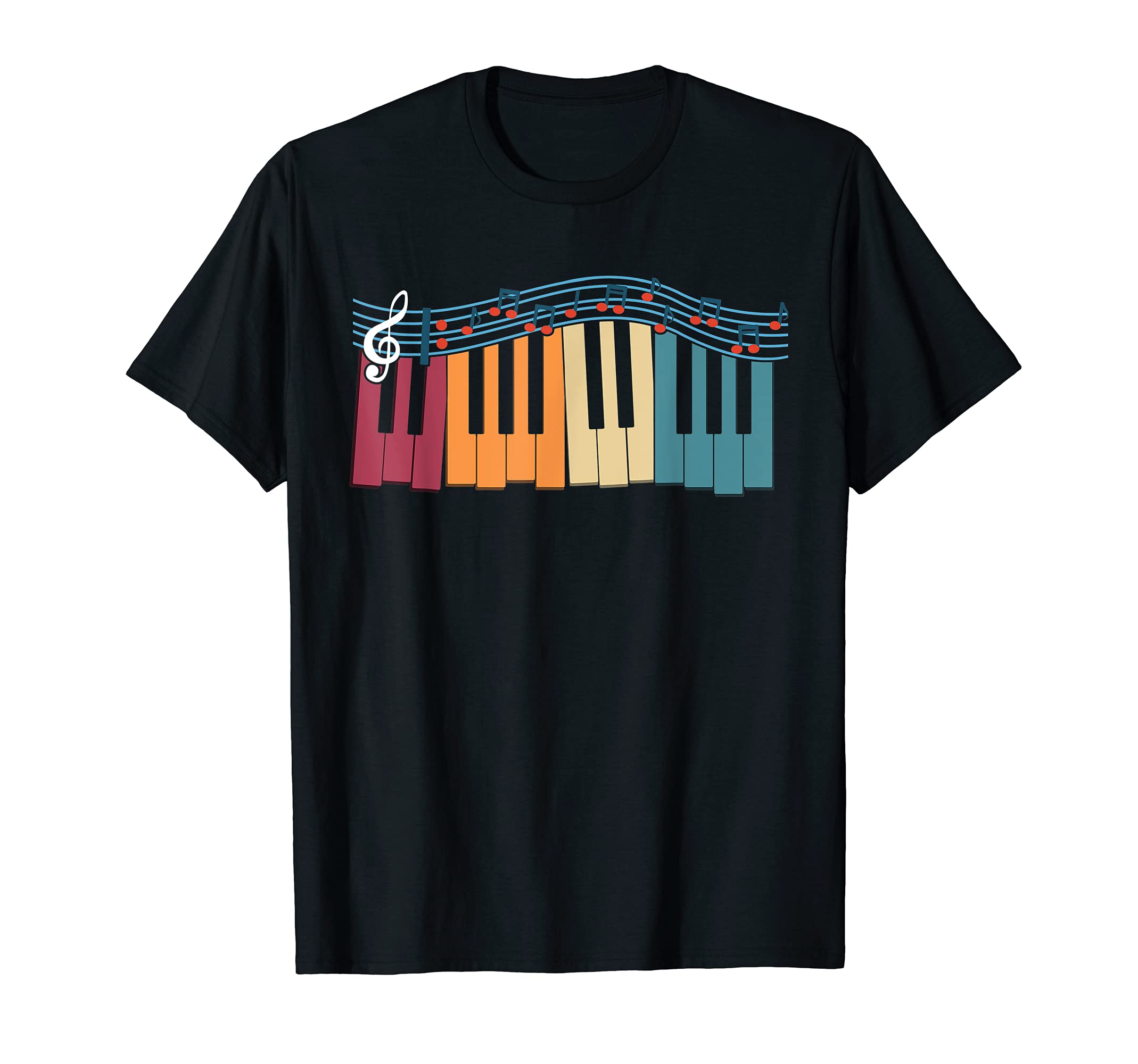 Treble Clef Keyboard Pianist Retro Musical Instrument Piano T-Shirt
