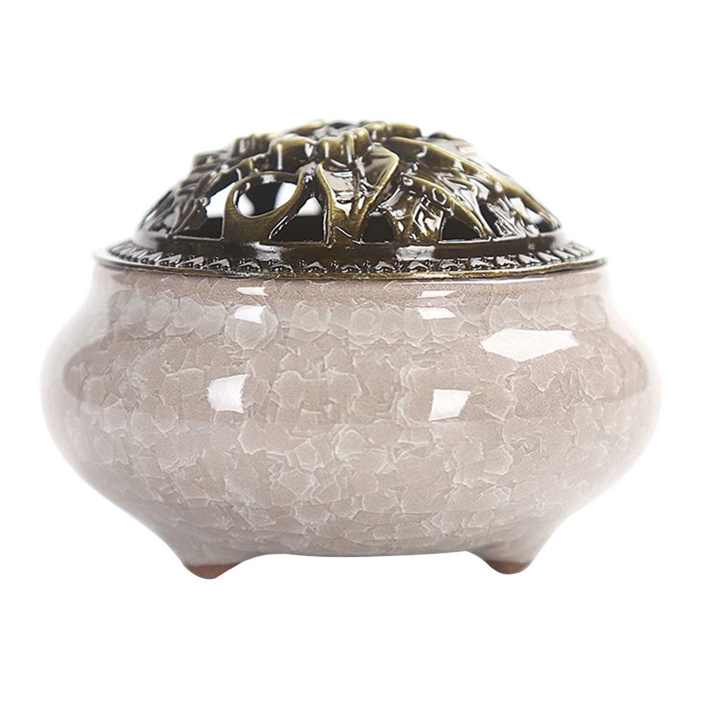 Ceramic Incense holder Cone Burner Incense Sticks holder with Bowl (Diamond Grey)