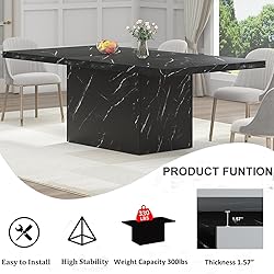 HSH 71” Black Dining Table for 6-8, Rectangle
