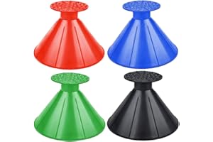 Vegepeel Magical Ice Scrapers, 4 Pcs Round Car Windshield Ice Scraper, Portable Multifunctional Snow Remover Wiper with Funnel, Easy Snow Removal