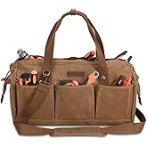 Heavy Duty 18-Inch Tool Bag with 12 Pockets, Large Zippered Tool Organizer, Portable Empty Toolbox for Mechanics, Electricians, DIY – Durable Soft Handle, Ideal Father’s Day or Birthday Gift