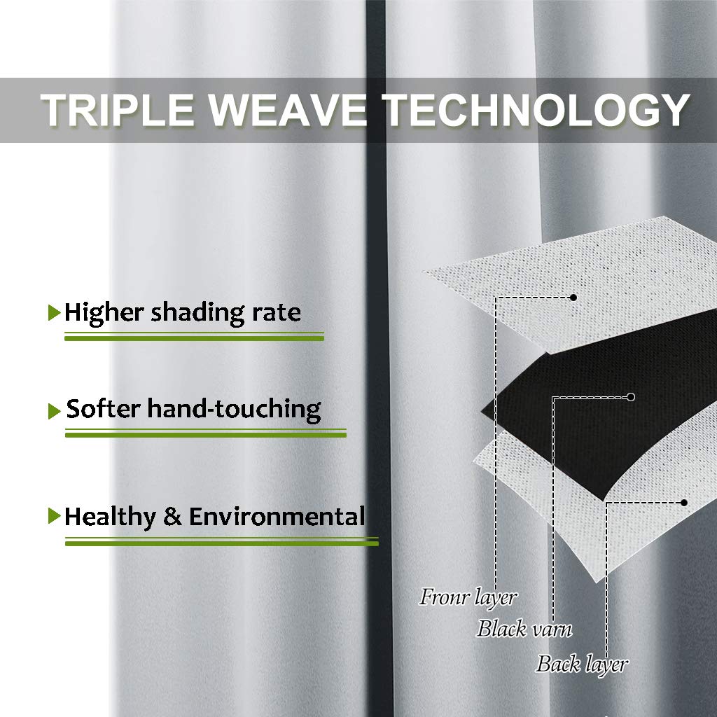 NICETOWN Window Treatment Thermal Insulated Grommet Room Darkening Curtains Drapes for Bedroom(2 Panels,42 by 63,Platinum-Greyish White)