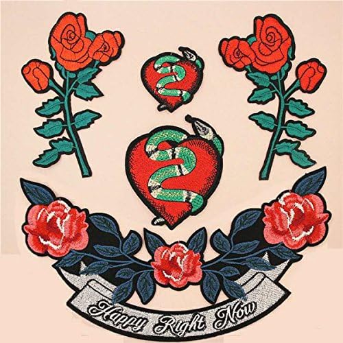 Red heart snake Embroidered Applique Patch Vintage Animal Patch T-shirt Jeans Decoration Patch DIY Garment Accessories(Snake)