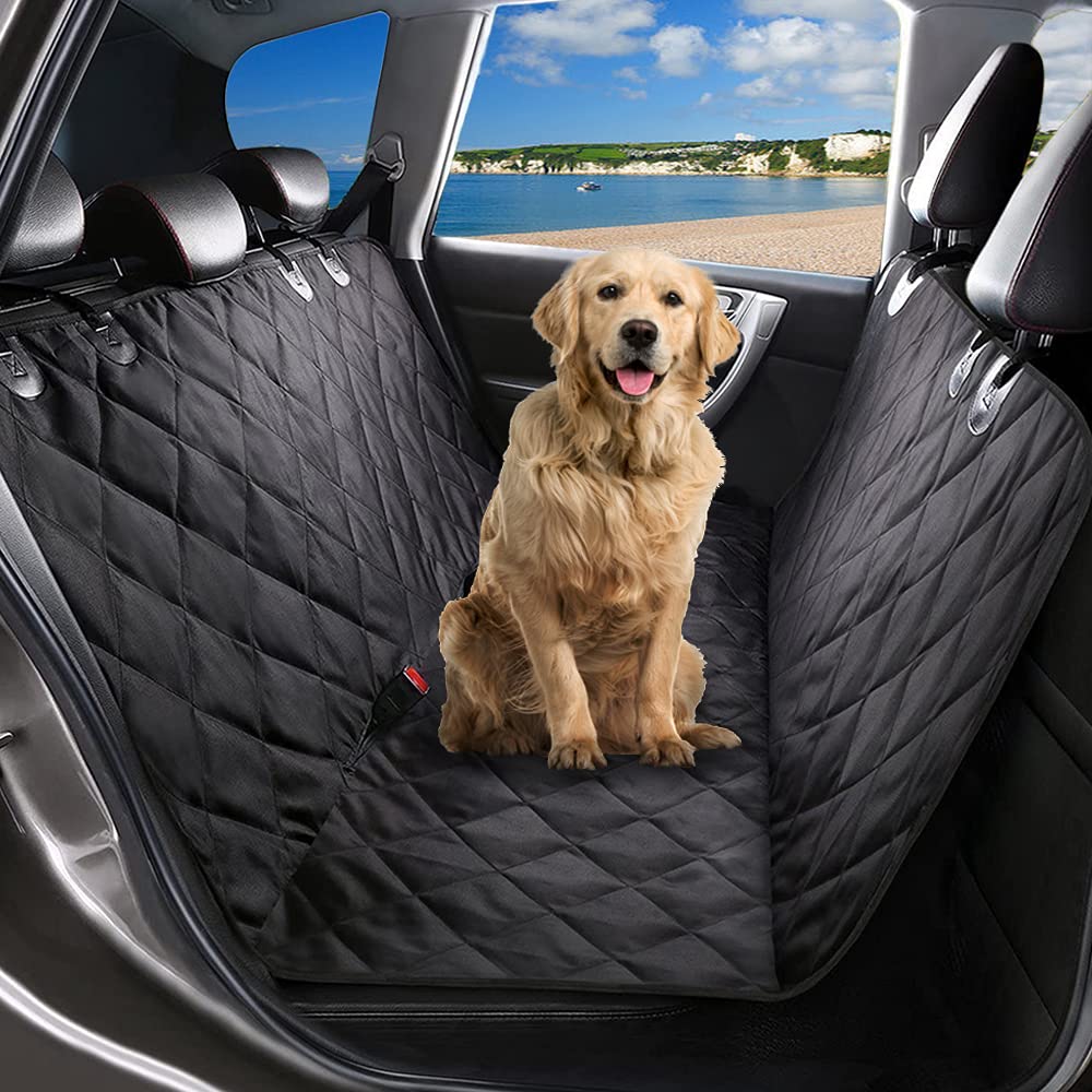 Petnice Pet Back Seat Covers, Waterproof Scratch Proof Nonslip Dog Travel Hammock with Seat Anchors for Cars Trucks SUV, Car Boot Liner