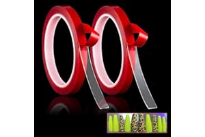 NOVAL Double Sided Tape 2 Rolls Press on Nails Adhesive Strong Sticky Mounting Tapes for Press on Nail Packaging