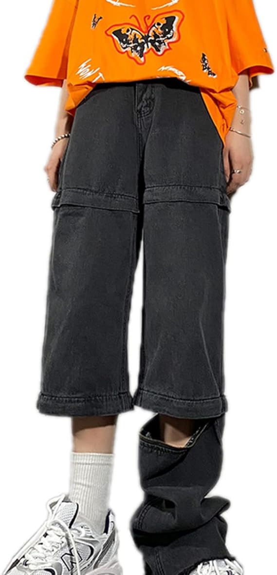 Amazon ジーンズ ショートパンツ レディース デニム ワイド ゆたり ハイウエスト デニムパンツ 春 夏 シンプル 半ズボン ズボン おしゃれ ワイドパンツ スリム 無地 カジュアル セクシー Hiphop デニムストレートパンツ ショートパンツ 通販