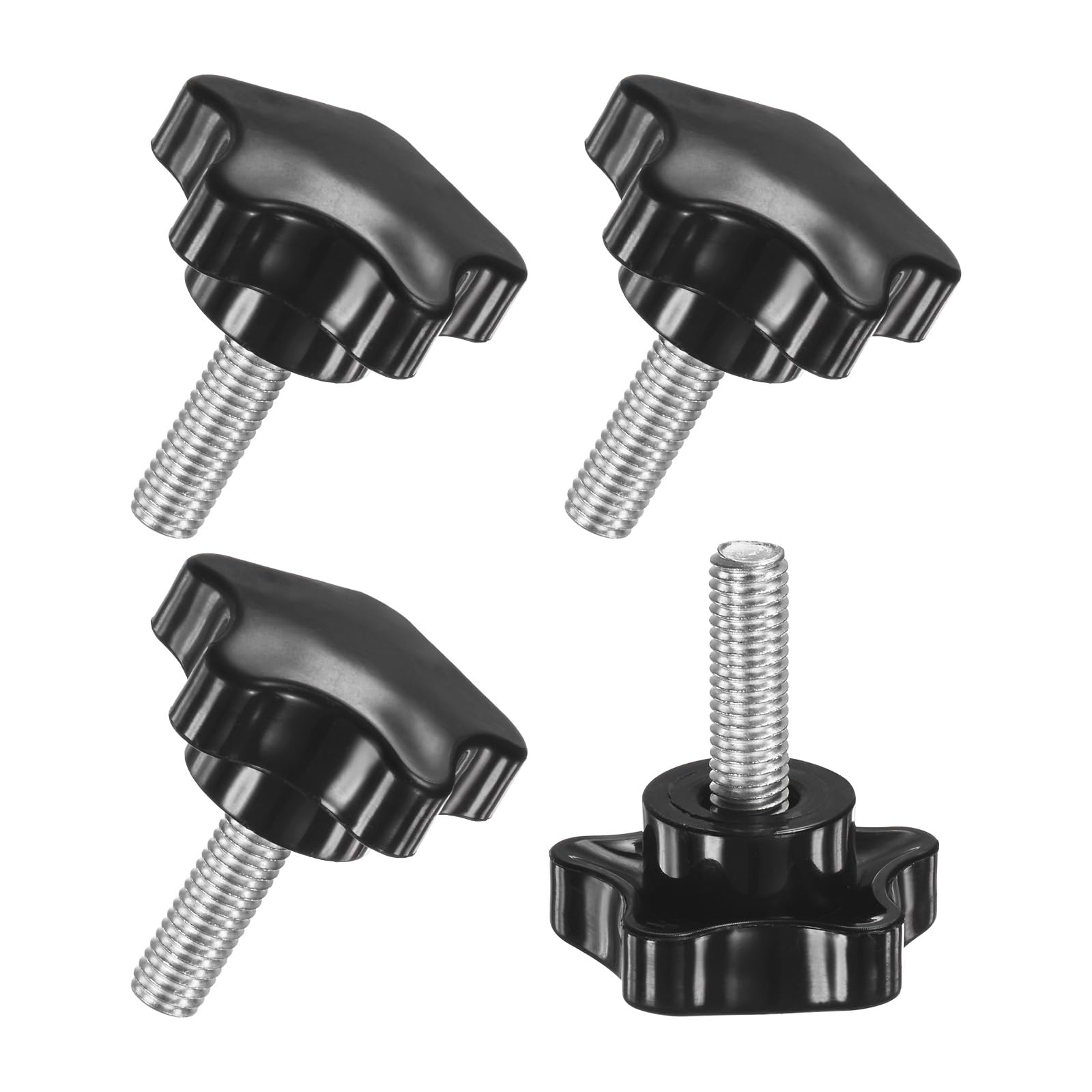 M METERXITY 4-Pack Star Clamping Knobs, M8x25mm Male Thread Hand Tightening Screw for Machinery/Electronic/Furniture/Umbrella Base, Machine Handle Replacement [Stainless Steel, Black]