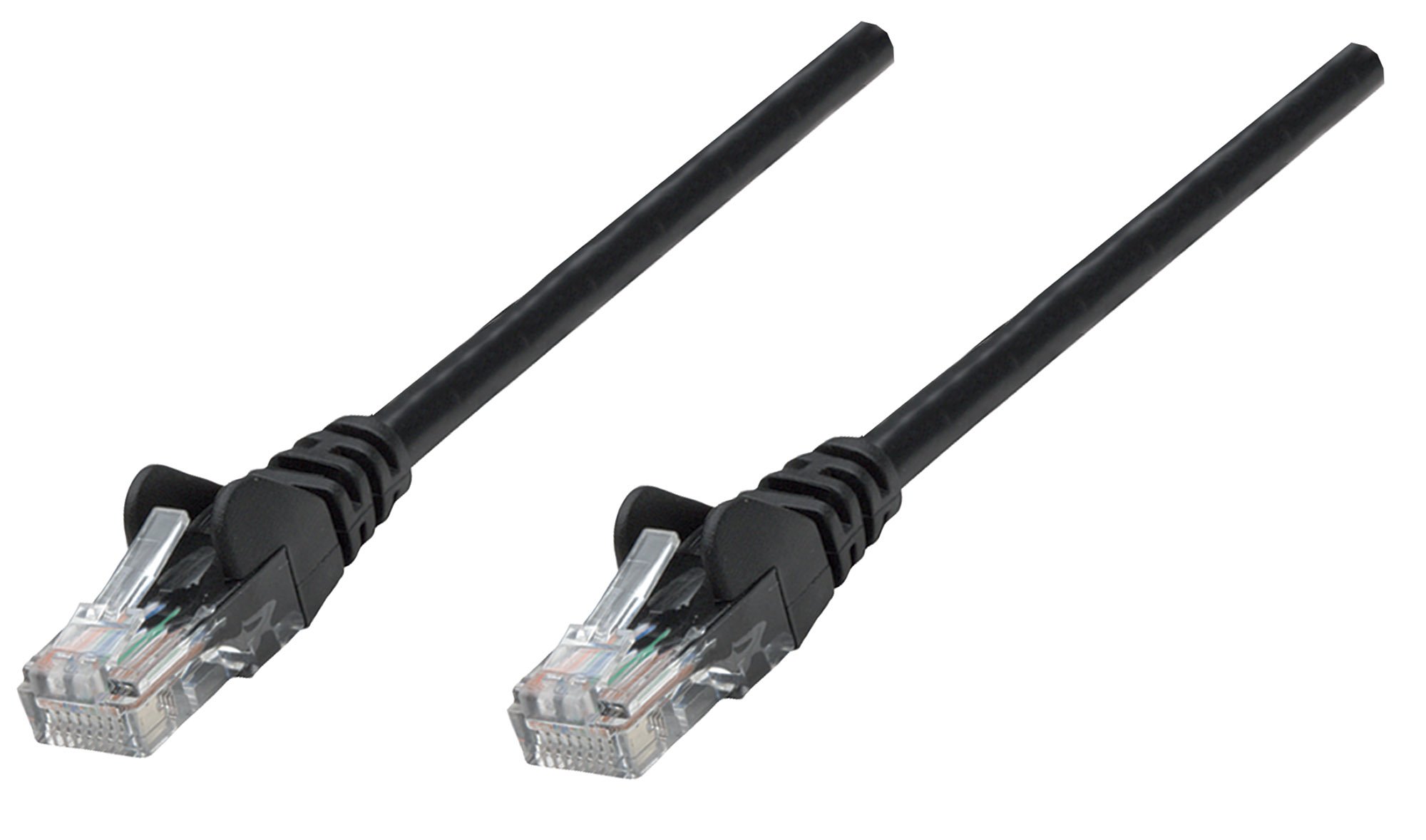 Intellinet Network Patch Cable, Cat6, 0.5m, Black, Copper, U/UTP, PVC, RJ45, Gold Plated Contacts, Snagless, Booted, Polybag