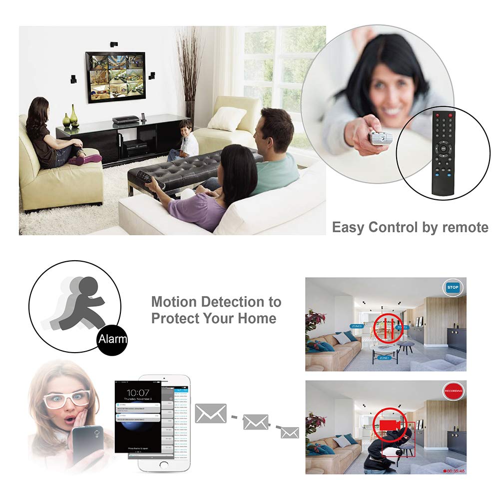 CAMVIEW 4CH 2592x1520P Wireless Security CCTV Surveillance System WiFi NVR Kits, 4 x 4.0MP Wireless Indoor/Outdoor IP Cameras, Microphone Plug, Night Vision, Ultra HD, HDD not Included