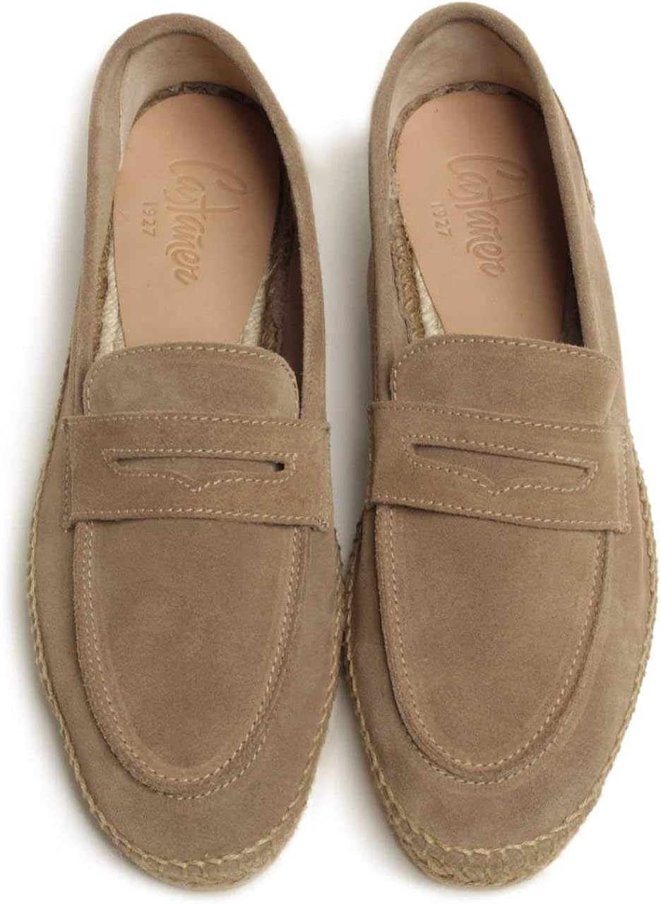 Amazon カスタニエール メンズ エスパドリーユ スリッポン コインローファー スエード Nacho ベージュ 40 ローファー スリッポン